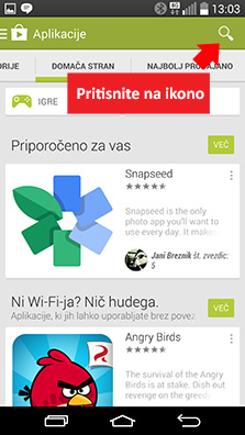 Suche die iHELP-App - Klicken Sie auf das Lupe-Icon