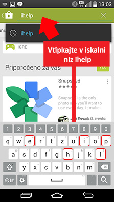 Suchbegriff eingeben - Geben Sie das Wort ihelp ein